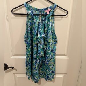 Lilly Pulitzer Silk Sleeveless Floral Top Oops I Spilled It Again Size 8 Resort